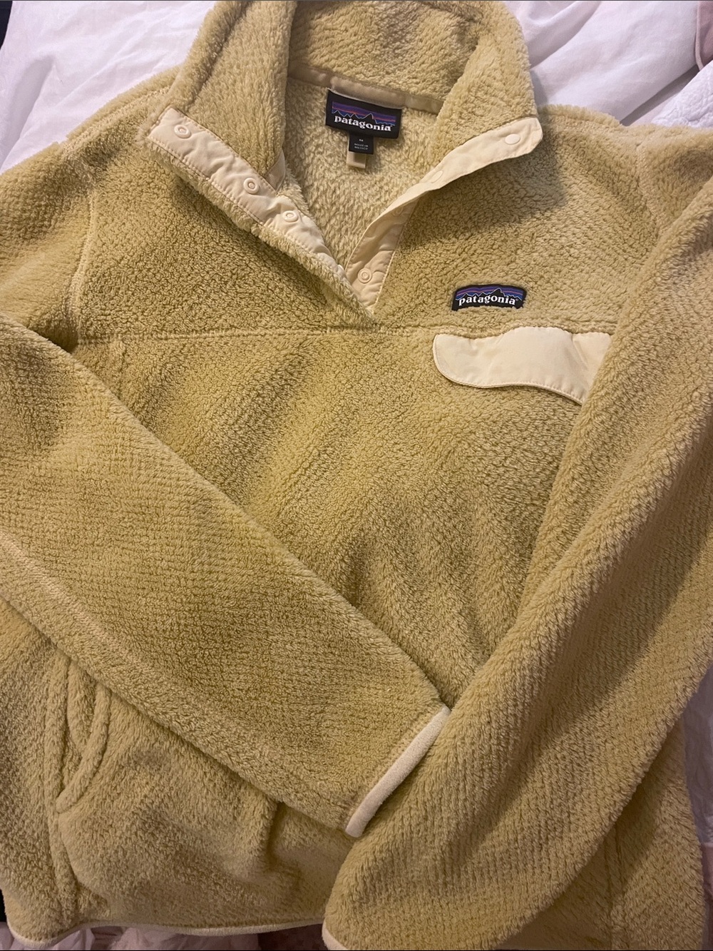 Patagonia Women's Re-Tool Snap-T Deep Pile Fleece Pullover Yellow Size Medium